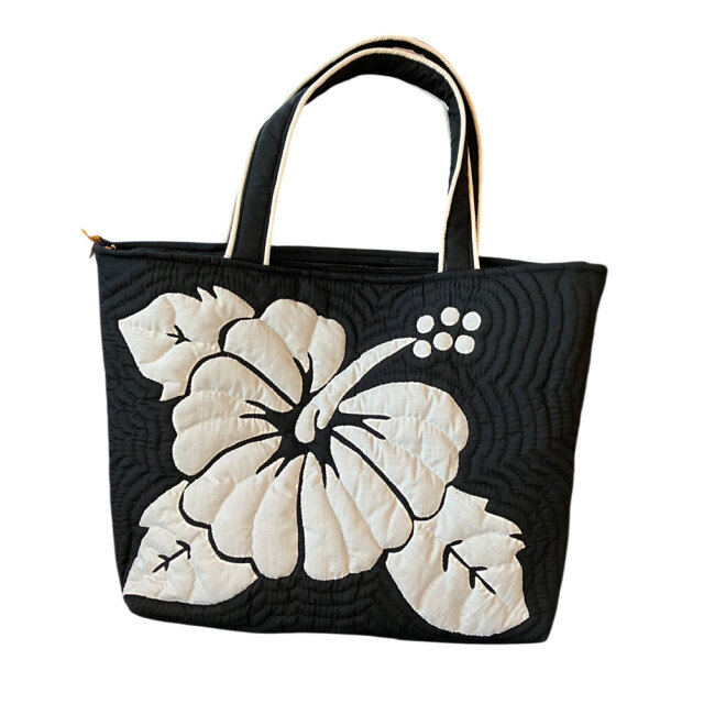Hawaiianquiltハワイアンキルトバッグ ハイビスカス柄スクエアートート