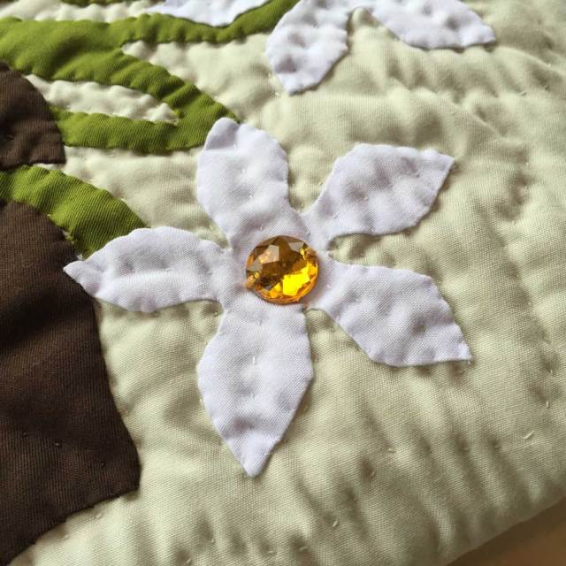 ハワイアンキルト バッグ モンステラ×ホヌ×ティアレ柄 ポーチ付き