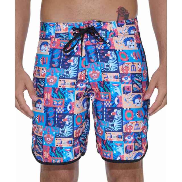 69slam サーフパンツ ボードショーツ メンズ ミディアム丈 WEIRD BLOCK