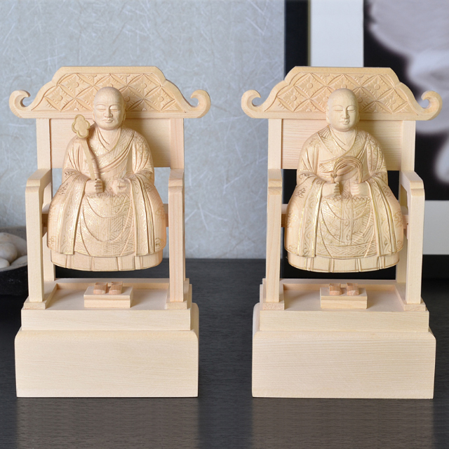 仏像 白木 曹洞宗 脇仏 略式彫 常済大師・承陽大師
