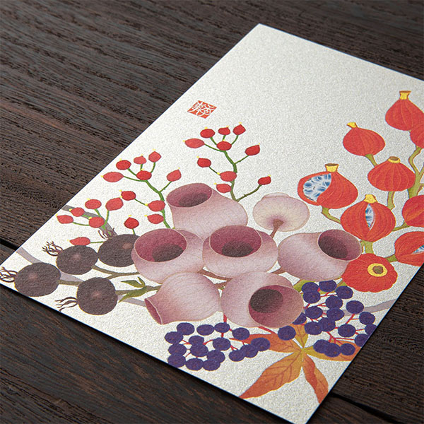 ハガキ/ポストカード｜紙シリーズ｜ポストカード 秋リース柄(80001006