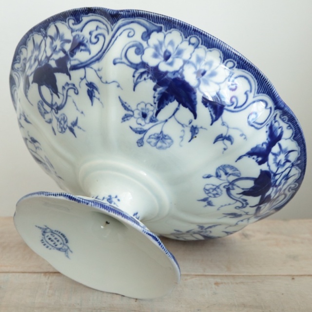 アンティーク コンポティエ FLORA フランス クレイユモントロー製