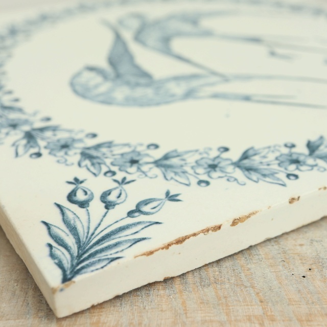 アンティーク タイル ツバメ HIRONDELLES フランス ロンウィー製 LONGWY