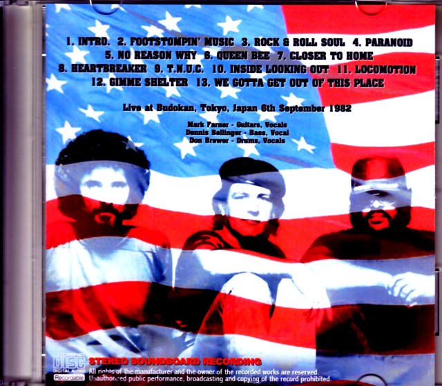 Grand Funk Railroad グランド・ファンク・レイルロード/Tokyo,Japan 1982