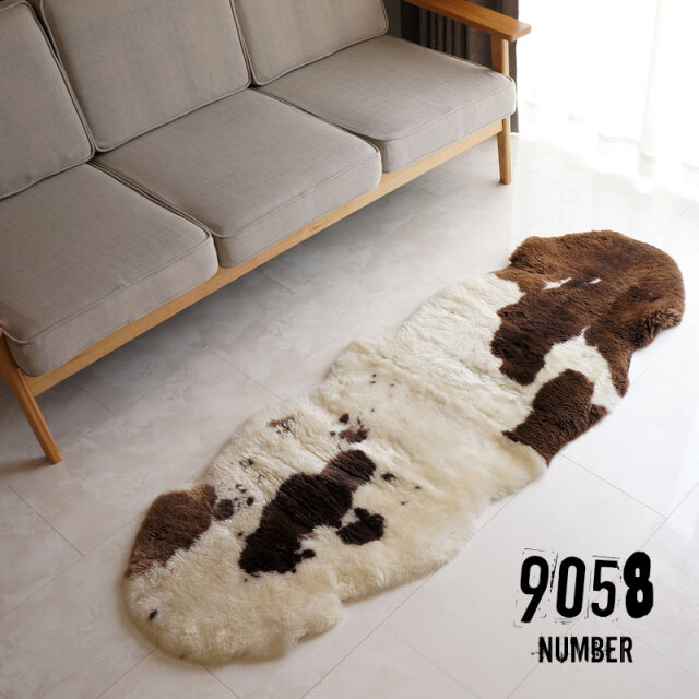 ムートンラグ 天然模様 SPOTTY 60x170cm 2匹サイズ 短毛タイプ