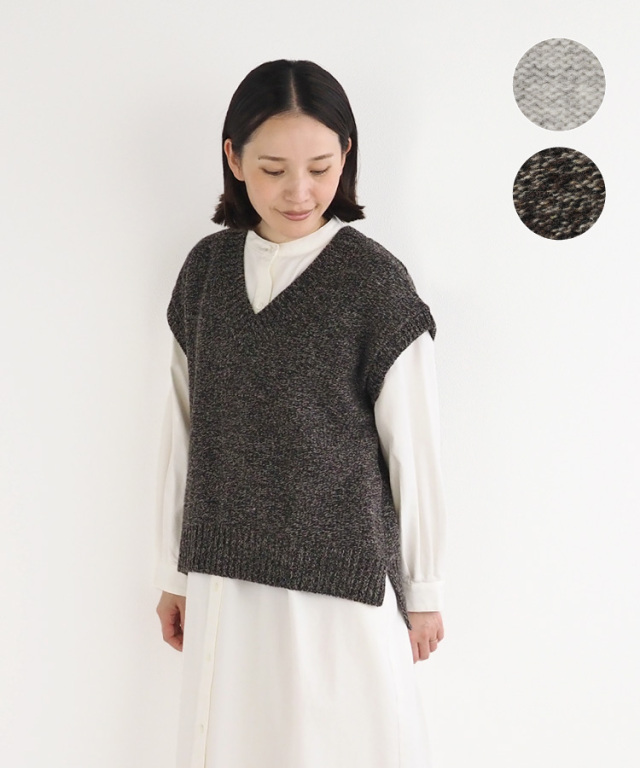 nofl】カラー杢Vネックベスト 644003500 | ナチュラル服通販サイト nofl