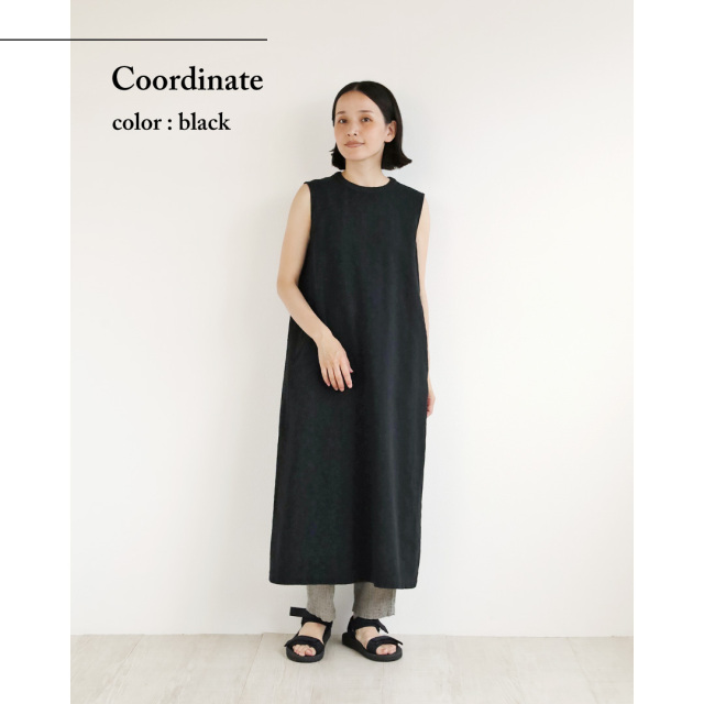 nofl】コットンリネンジャガードノースリーブワンピース 644210520