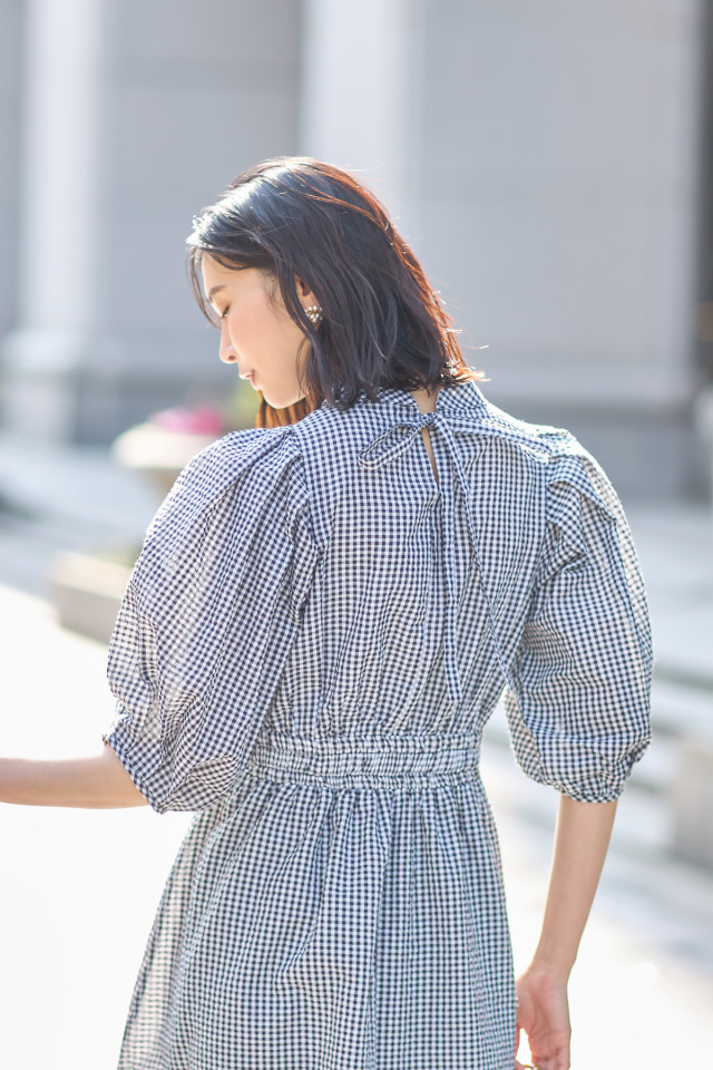 ギンガムチェックサッカーワンピース