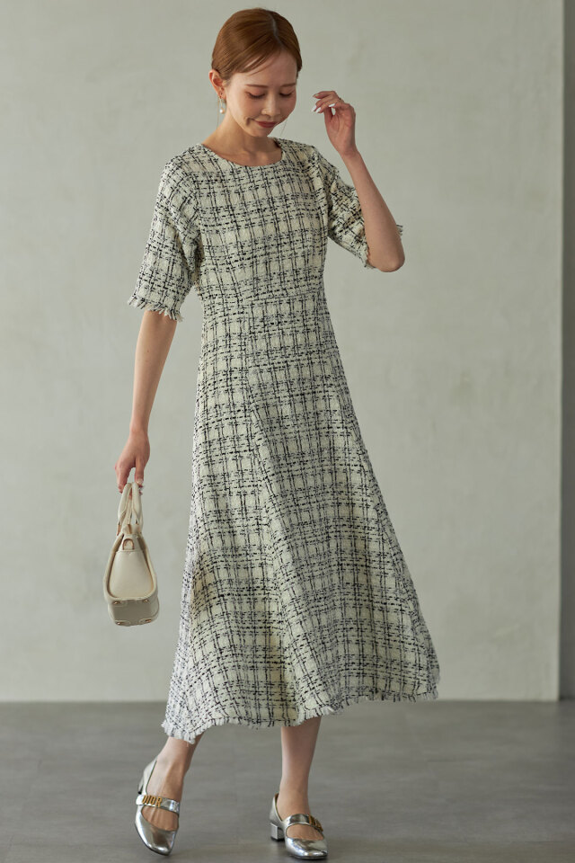 ツイードフレアワンピース