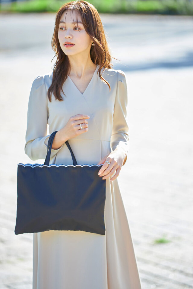 &.NOSTALGIA navy】カシュクールライクワンピース