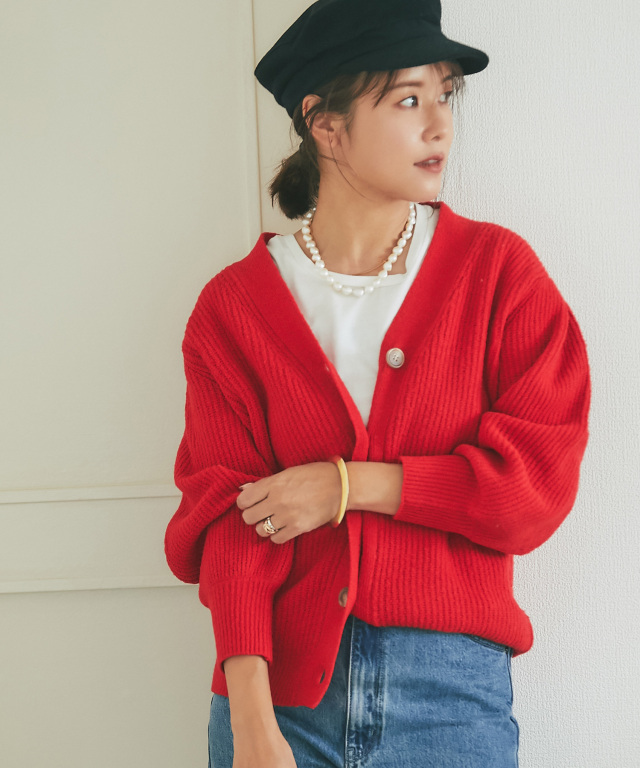 モヘアライクオーバーサイズカラーカーディガン