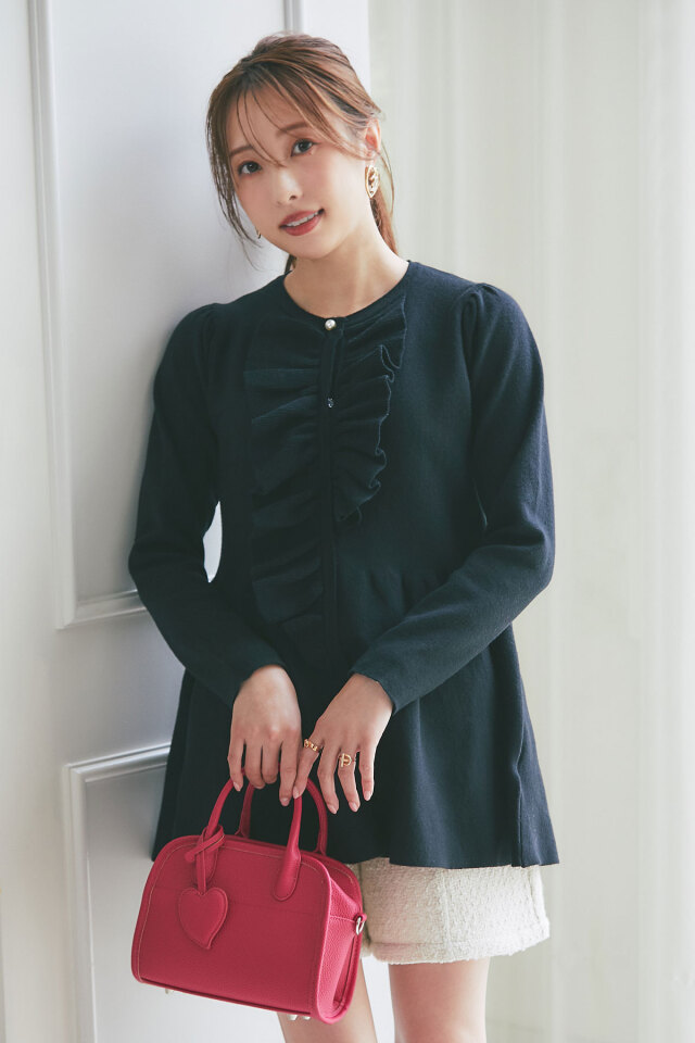 冨張愛さんコラボ】フリルペプラムニットカーディガン