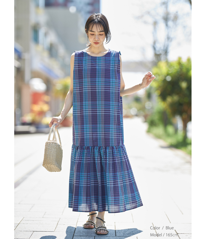 マドラスチェックノースリーブワンピース※WEB Store限定販売