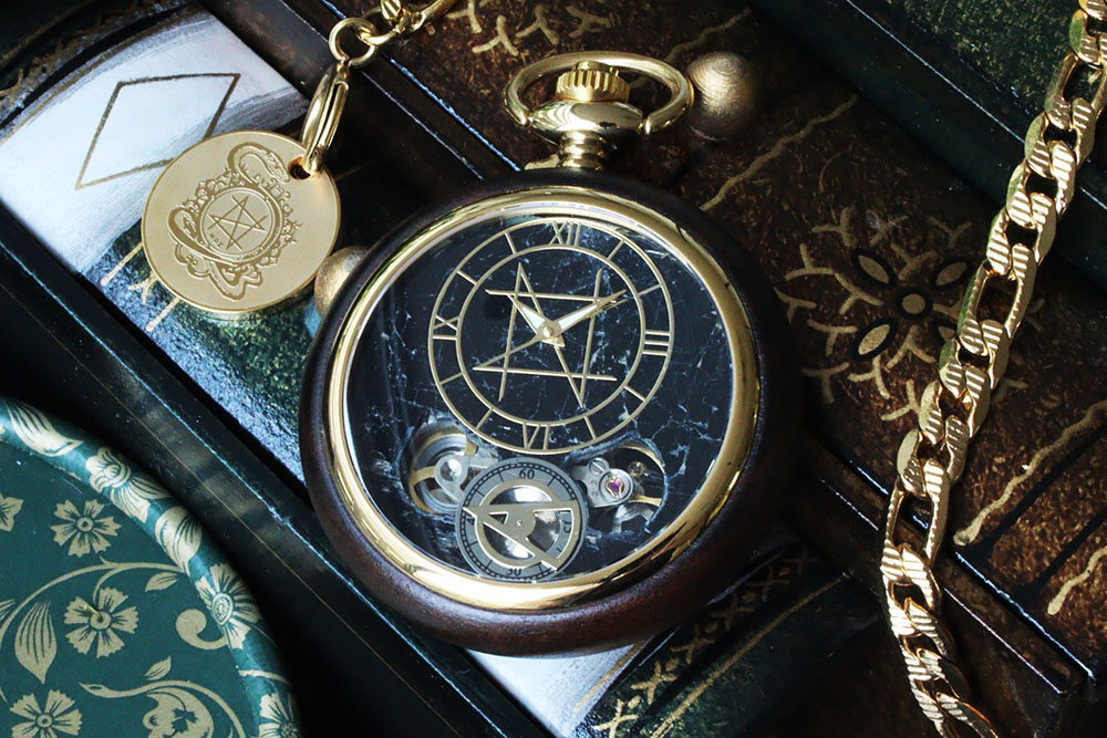 POCKET WATCH MODEL 懐中時計/ブラックトルマリン 45mm 黒紫檀天然木