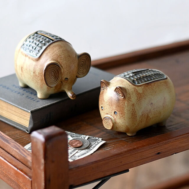 瀬戸焼のピギーバンク 動物の貯金箱 | ゼネラルストア オルネ