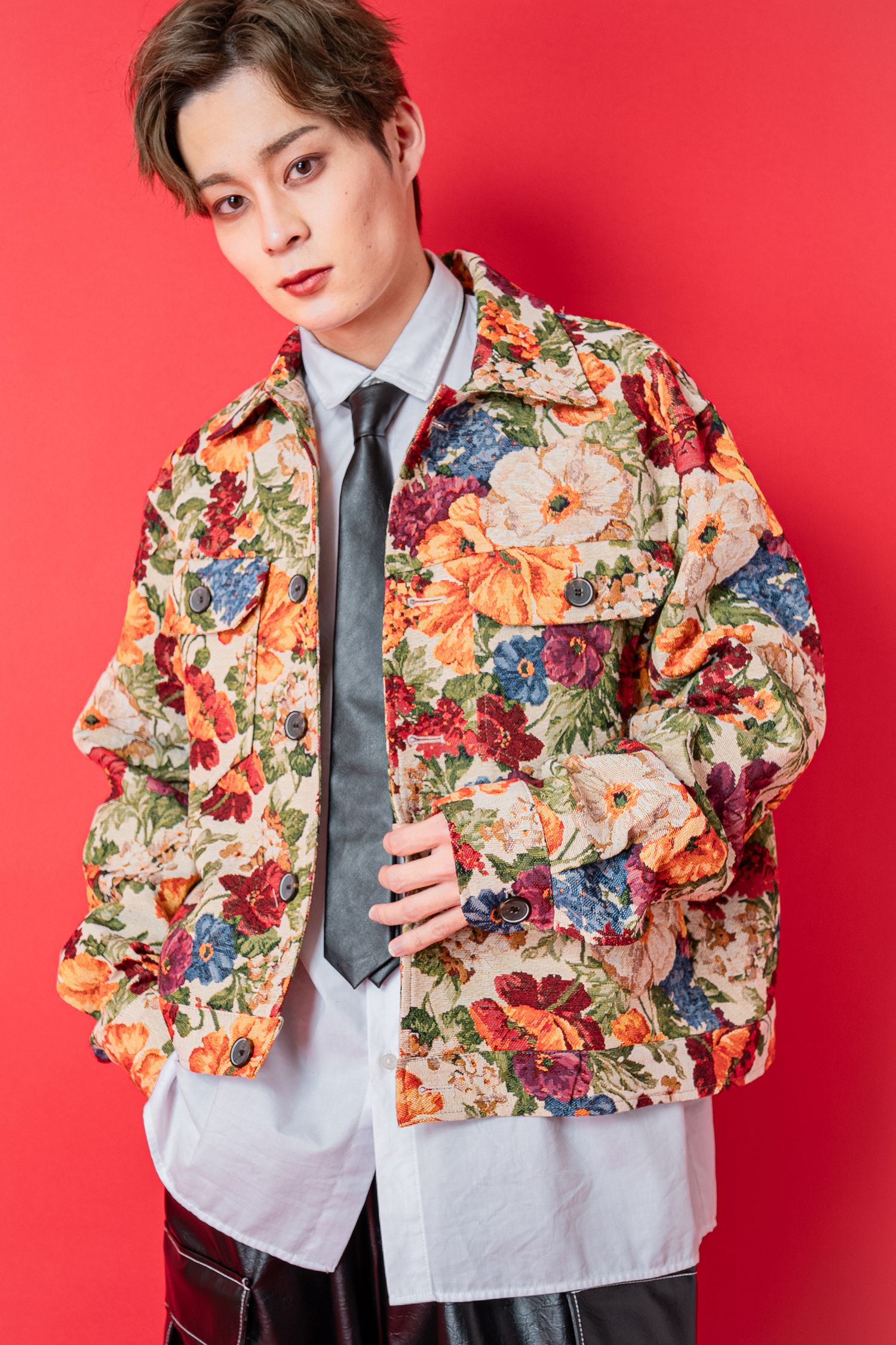 ゴブラン花柄ショート丈ジャケット ankoROCK(アンコロック) メンズ