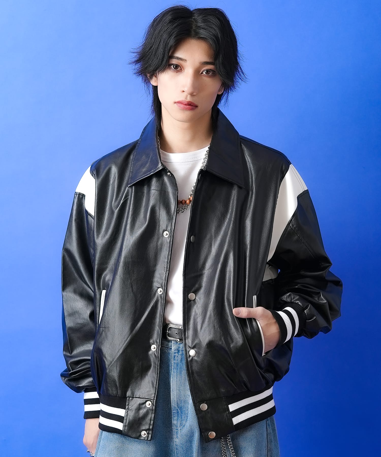 合成皮革スタジャン / メンズ レディース ユニセックス オーバーサイズ