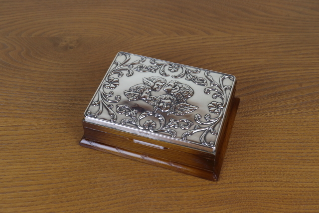 イギリス アンティーク ジュエリーボックス 天使 スターリングシルバー