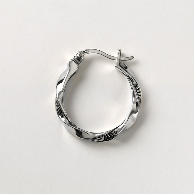ツイスト ネイティブ パターン フープピアス メンズ レディース