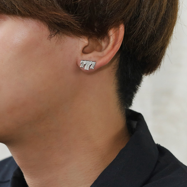 スリー セブン スタッド ピアス メンズ シルバー925 アクセサリー
