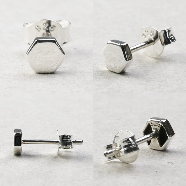 マイクロ ヘキサゴン ピアス メンズ シルバー アクセサリー 男性 六