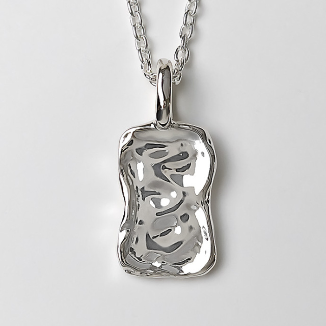 槌目 スクエア プレート ペンダント ≪トップのみ≫ メンズ ネックレス
