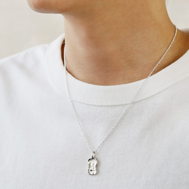 槌目 スクエア プレート ペンダント ≪2mmアズキチェーン割引セット