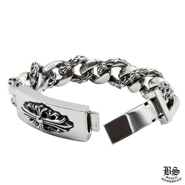 クロムハーツフローラルクロスIDブレスレットファンシーチェーン