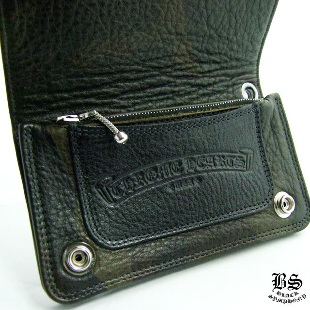 クロムハーツ1ジップクロスボタンレザーウォレットカモフラージュ