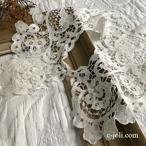 パリ発送】L2648 フランスアンティークレースつけ襟/レース衿 リネン