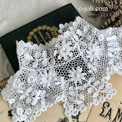 パリ発送】L2741 フランスアンティークレースつけ襟/レース衿 19世紀