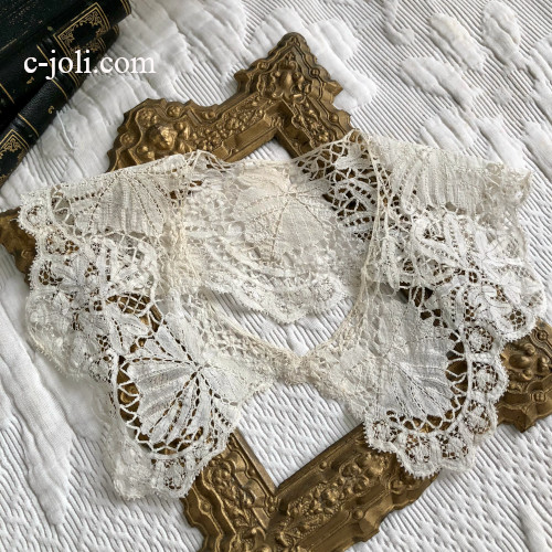 パリ発送】L2773 フランスアンティークレースつけ襟/レース衿 リネン