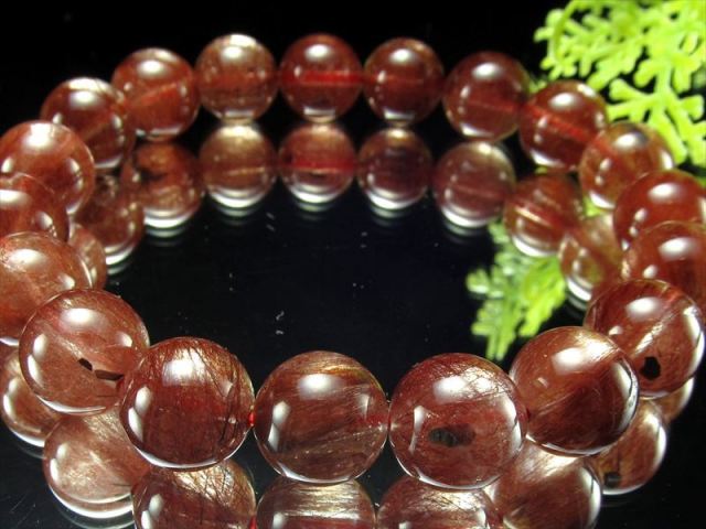 濃厚 4A レッドルチルクォーツ ブレスレット 10mm-10.5mm×19珠 透明赤