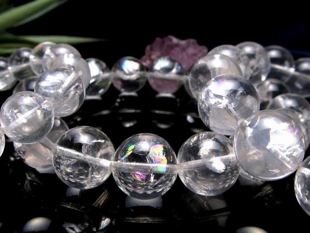 ○透明感抜群【アイリスクォーツ（虹入り水晶）ブレスレット】10mm