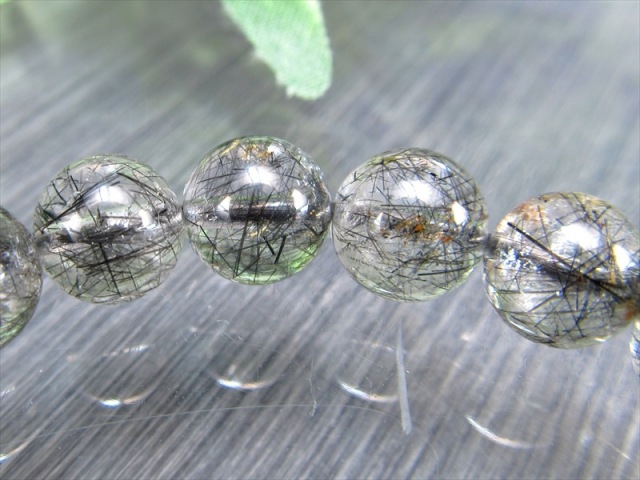 繊細針 3A+ ブラックルチルクォーツ ブレスレット 約7.5mm-8mm×24珠