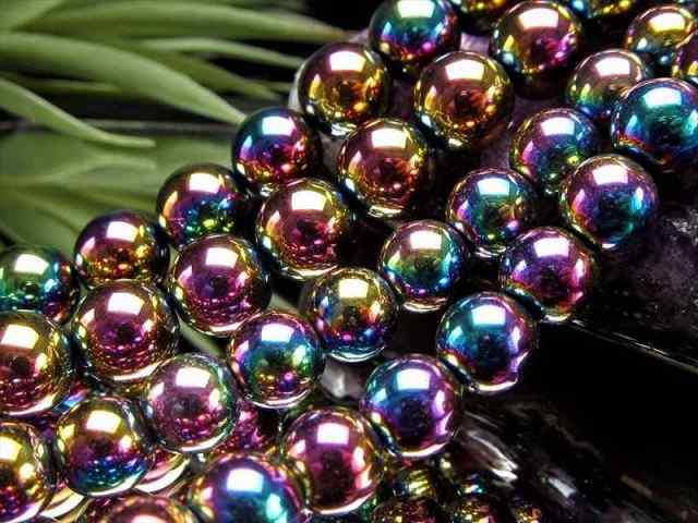 激安宣言 虹色光沢が美しい 約4mm珠 ヘマタイト 赤鉄鉱 レインボー