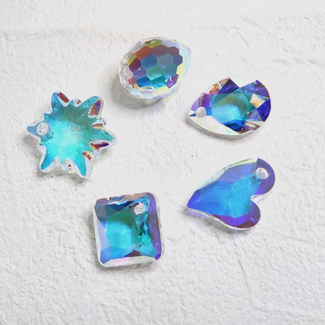 スワロフスキー・ペンダント15mm～18mm クリスタルAB アソート