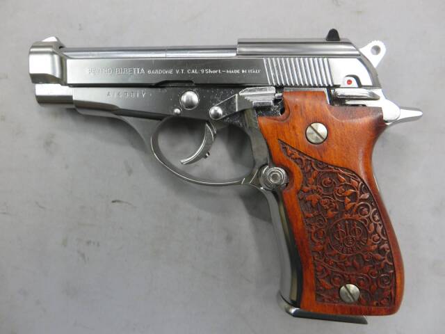 マルシン】ベレッタ M84 シルバー ABS 強化版・木製グリップ モデルガン