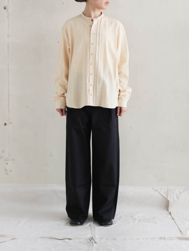 THE HINOKI ザ ヒノキ / オーガニックコットンチノ1タックパンツ ブラック