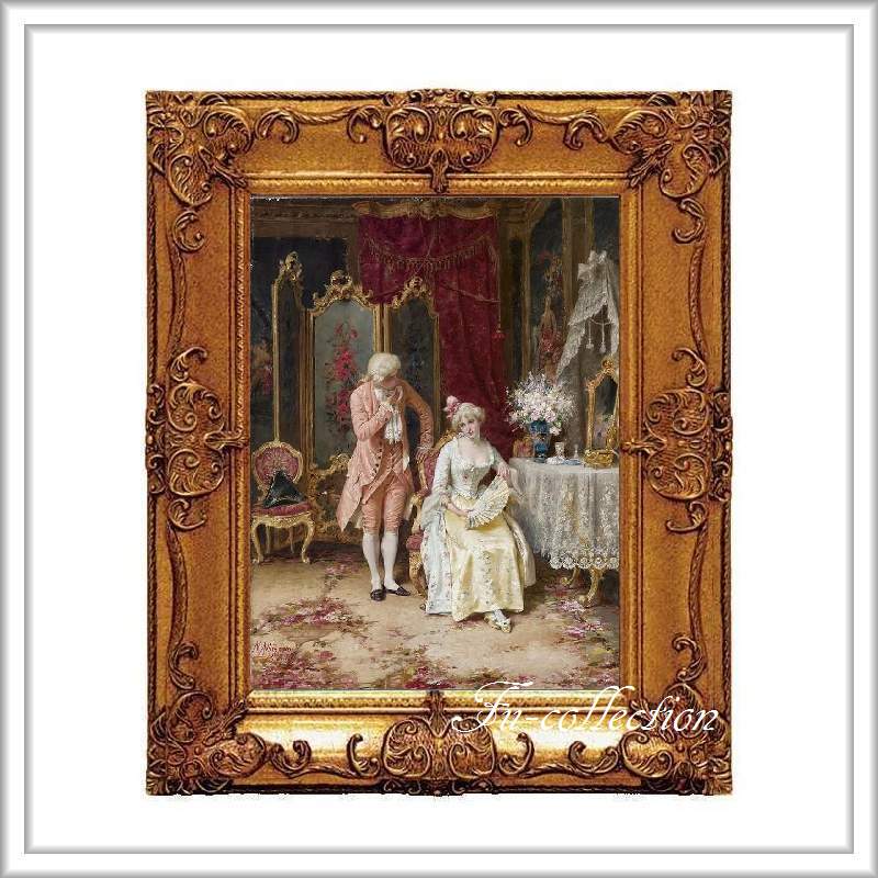 fu-collection】 ヨーロッパ名画 ロココ調 ゴールドダブルフレーム