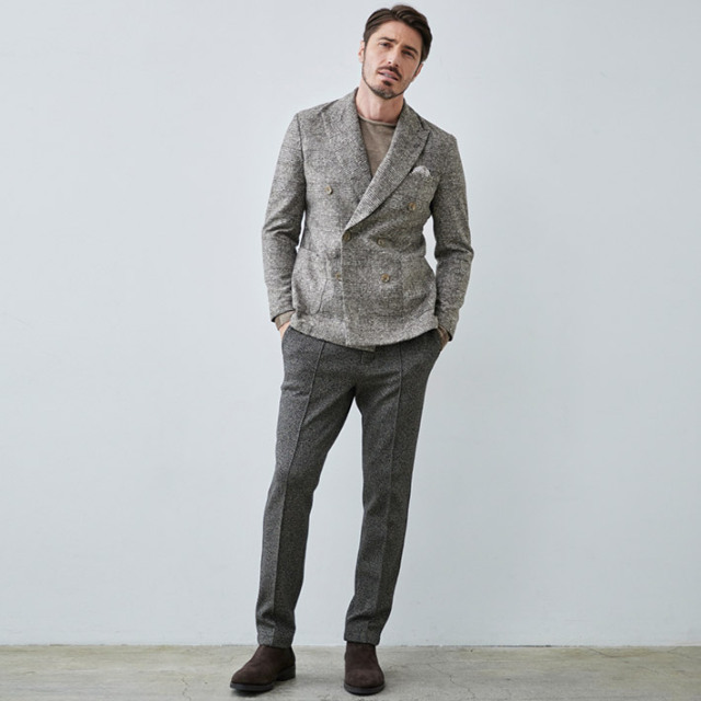 会員様限定SALE]在庫限り イタリア ROMA生地 グレンチェック柄 ダブル