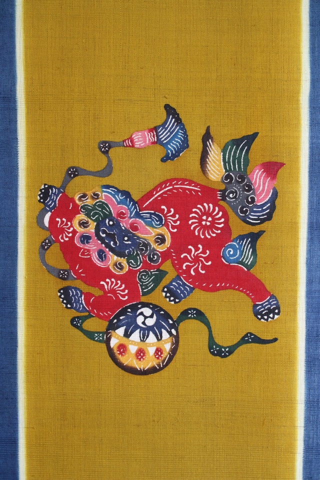 紅型タペストリー【手毬獅子】 ＜新築・開店祝い等特別な贈り物にも