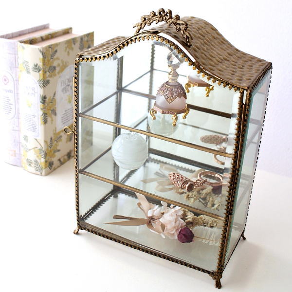 ガラスケース 真鍮 ショーケース 3段 アンティーク コレクションケース