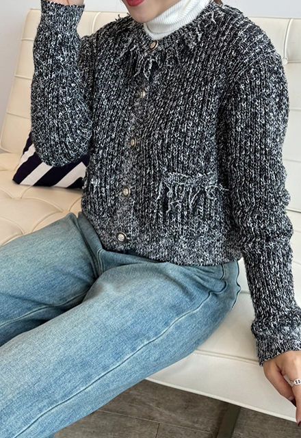 ツイードライクニットカーディガン【7h-831-04907】