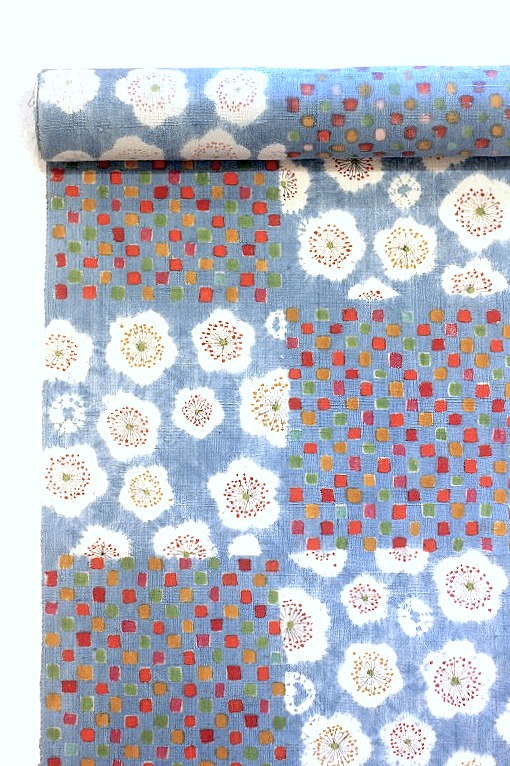 手描きと絞り九寸名古屋帯/山本由季 「空移 辻行水」 紬地