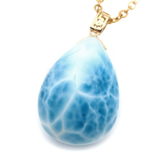 天然石ラリマー☆高品質！まる型ペンダントトップ☆レアな丸型＆両面