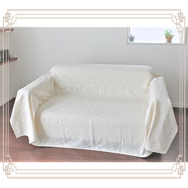 洗える レースマルチカバー 綿混 日本製 かけるだけ おしゃれ ソファー