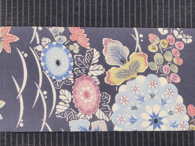 帯のアトリエ花邑 hanamura 銀座 「菊に秋草文様 紅型 名古屋帯」