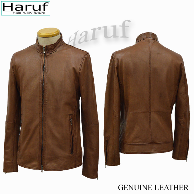 レザージャケット シングルライダース 革ジャン メンズ 本革 キャメル