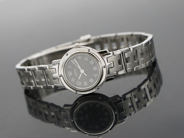 エルメス HERMES 】 腕時計 CL4.210 クリッパー ナクレ ブラック文字盤